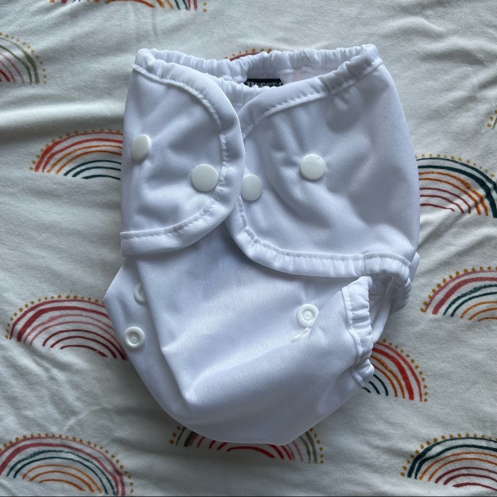 NWT Thirsties Reusable Cloth Diaper Cover, white, snap closure size 1…